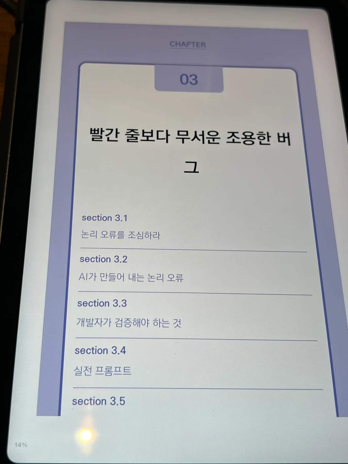 빨간 줄보다 무서운 조용한 버그라는 제목의 3장 목차