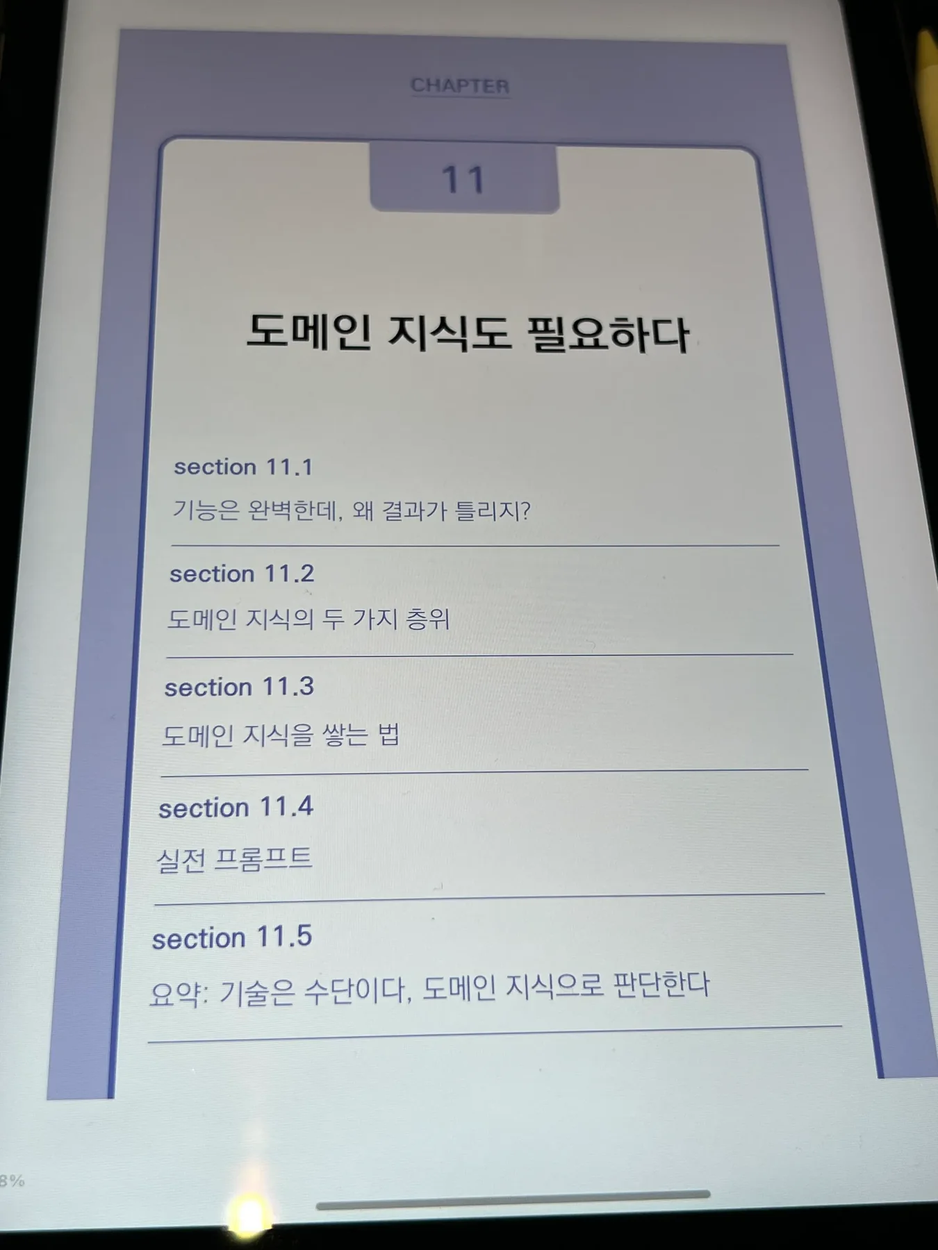 도메인 지식도 필요하다라는 제목의 11장 목차