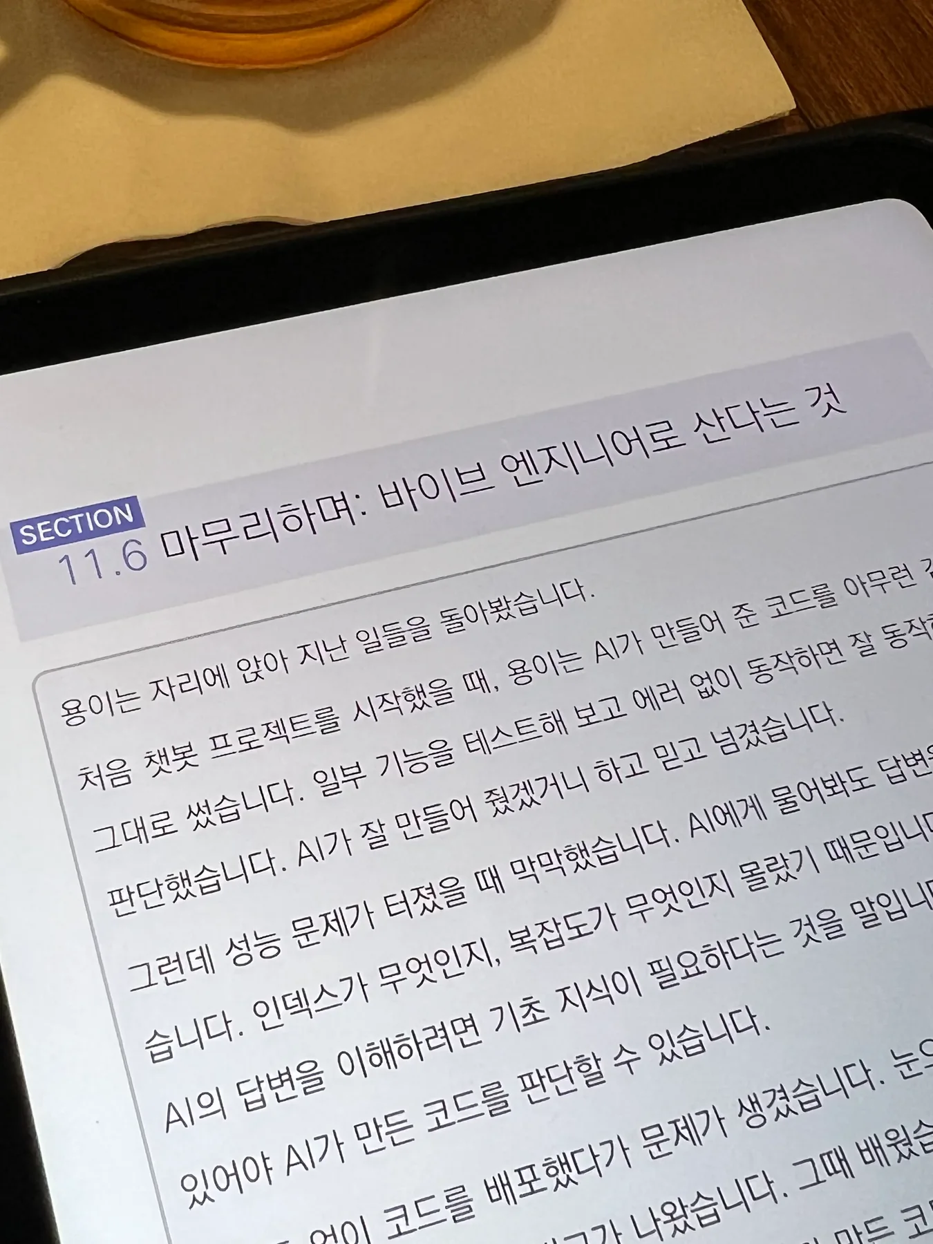 마무리하며 바이브 엔지니어로 산다는 것이라는 제목의 11.6 본문